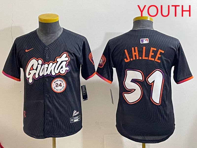 Youth San Francisco Giants #51 J.H.Lee Black Joint Name 2025 Nike MLB Jersey style 11->youth mlb jersey->Youth Jersey